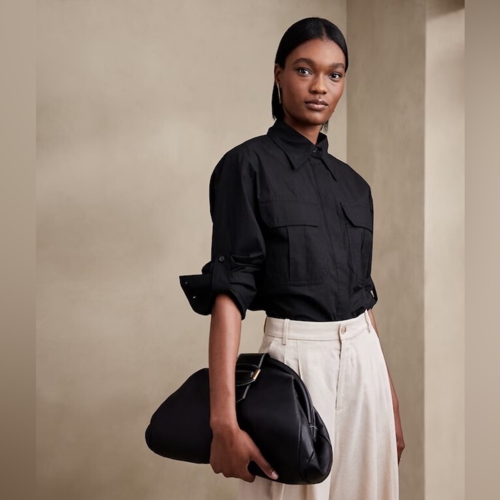 Banana Republic Oversized Utility Shirt,BLACK, SM , TALL, NWT